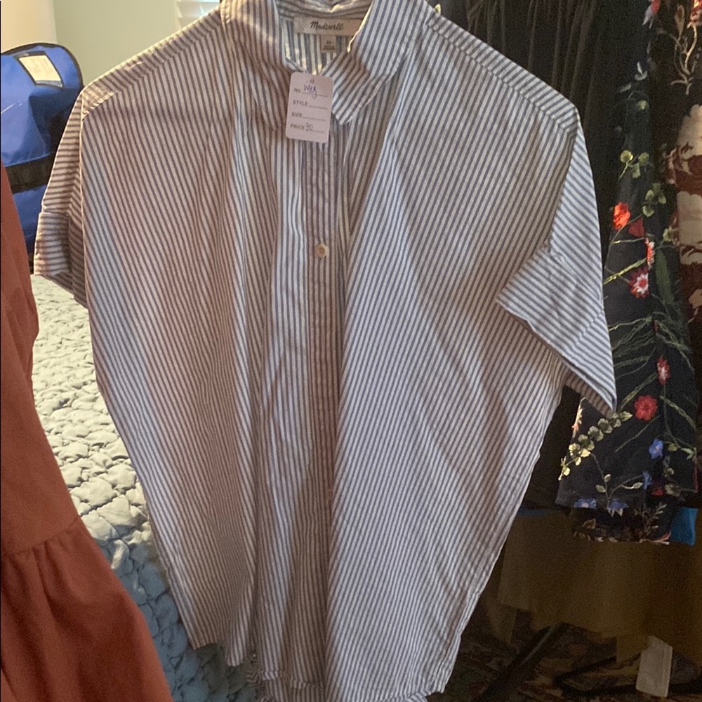 MADEWELL women’s Blue Striped Shirt
